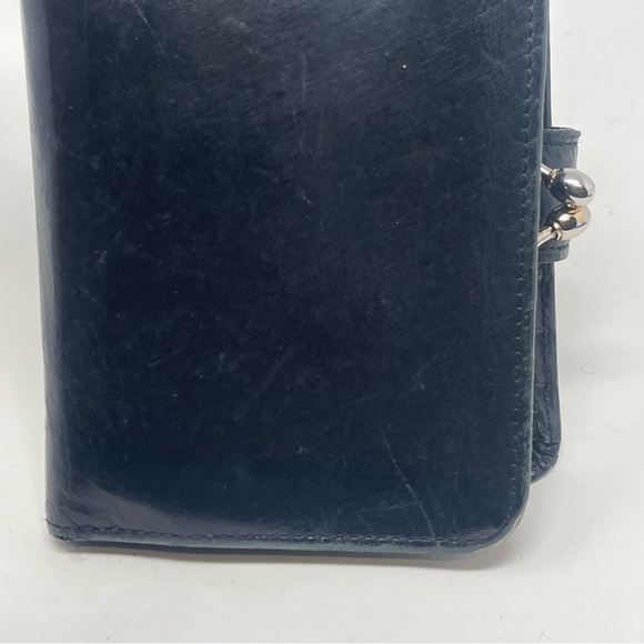 Coach Bifold Wallet Black Leather Women's 10 Slots & Kisslock Coin Area Vintage - Picture 5 of 16